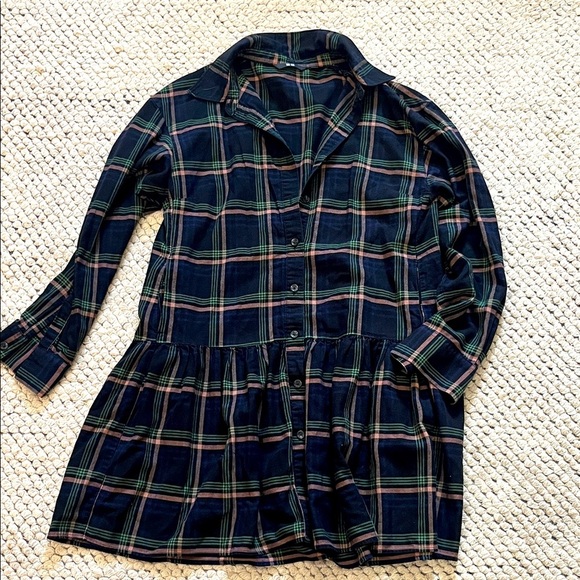Uniqlo Dresses & Skirts - Uniqlo flannel plaid dress navy size extra small